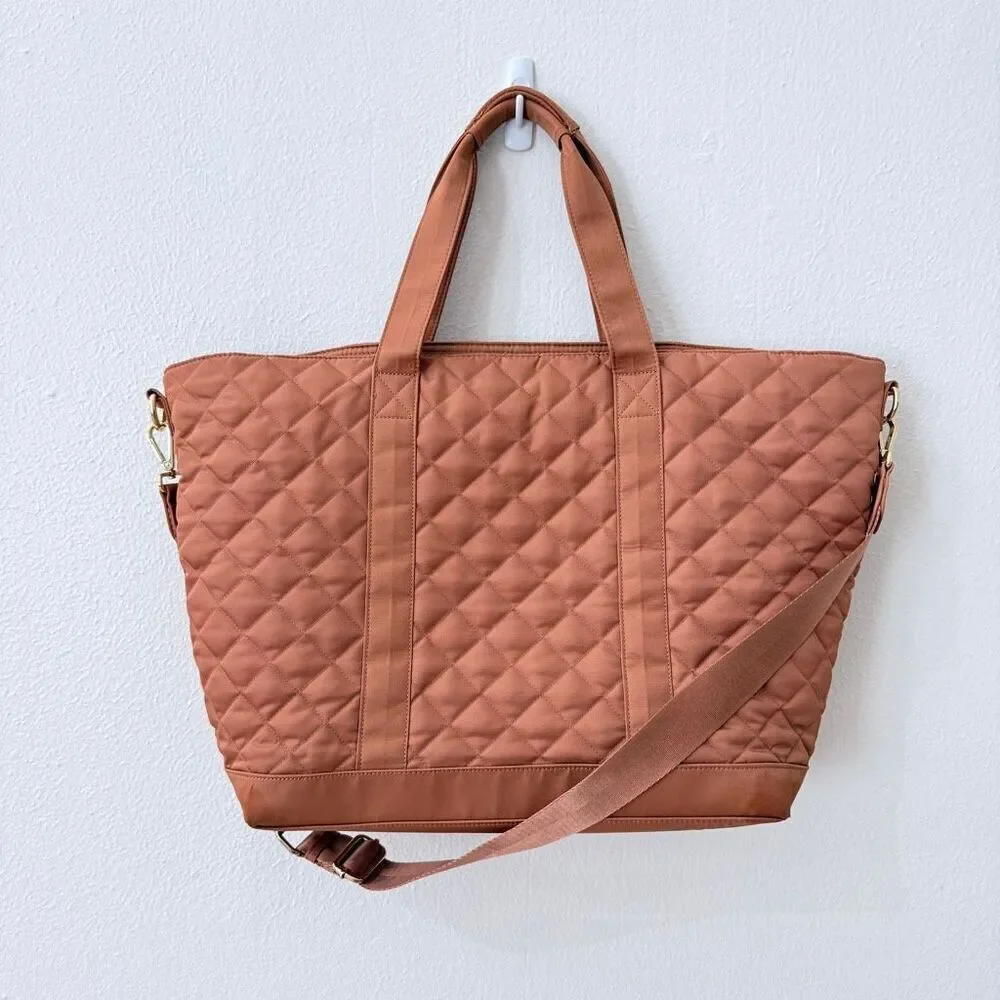 Stoney Clover Lane Desert Dreams Quilted Puffy Tote Bag Large Tan Orange